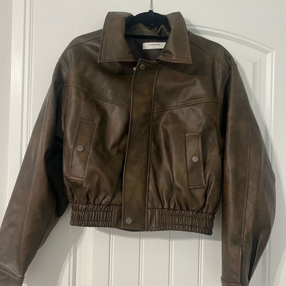 Brown Faux Leather Jacket